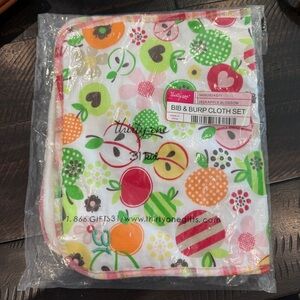 Thirty-One Bib & Burp Cloth Set with Fruit Print